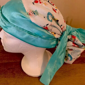 Alice in wonderland satin lined surgical cap